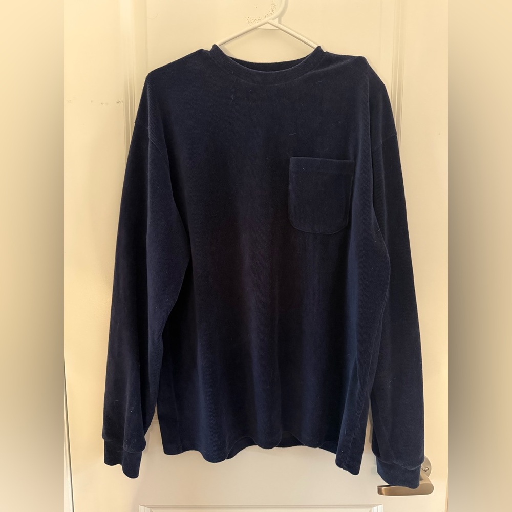 La Paz men’s Navy Long Sleeve velvet crew neck